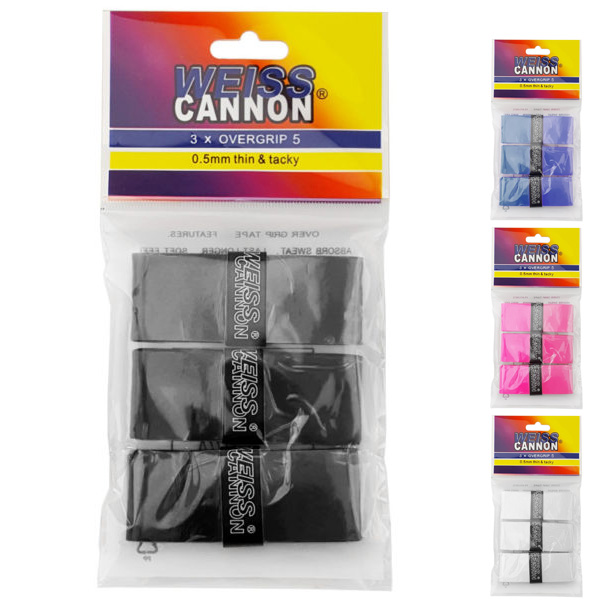 Weiss Cannon Overgrip 5 (3 Pack) in mixed colors - a durable and high-quality tennis overgrip for improved grip and comfort during gameplay