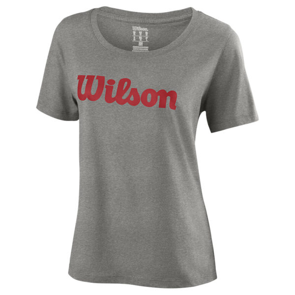 Wilson Womens Script Cotton T-Shirt (Heather Grey/Red)