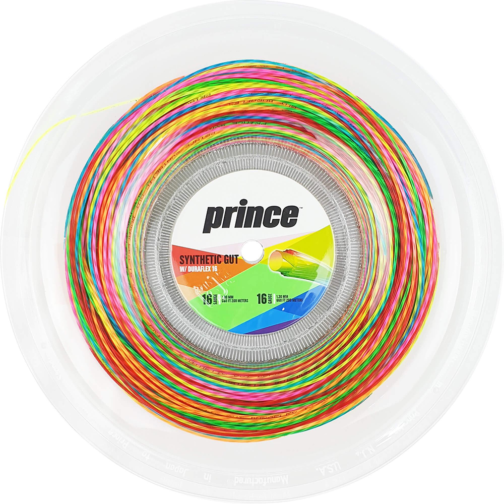 Prince Synthetic Gut + Duraflex 1.30mm Rainbow 200m reel