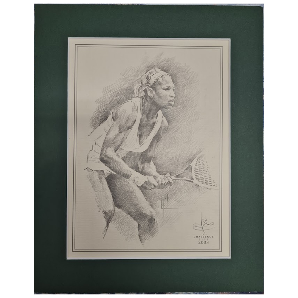 Close-up view of a tennis racquet with strings and grip