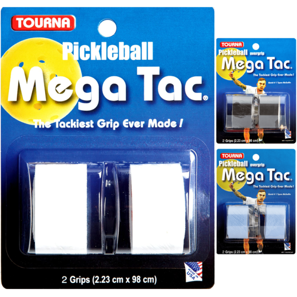 Black and white badminton racket with strings