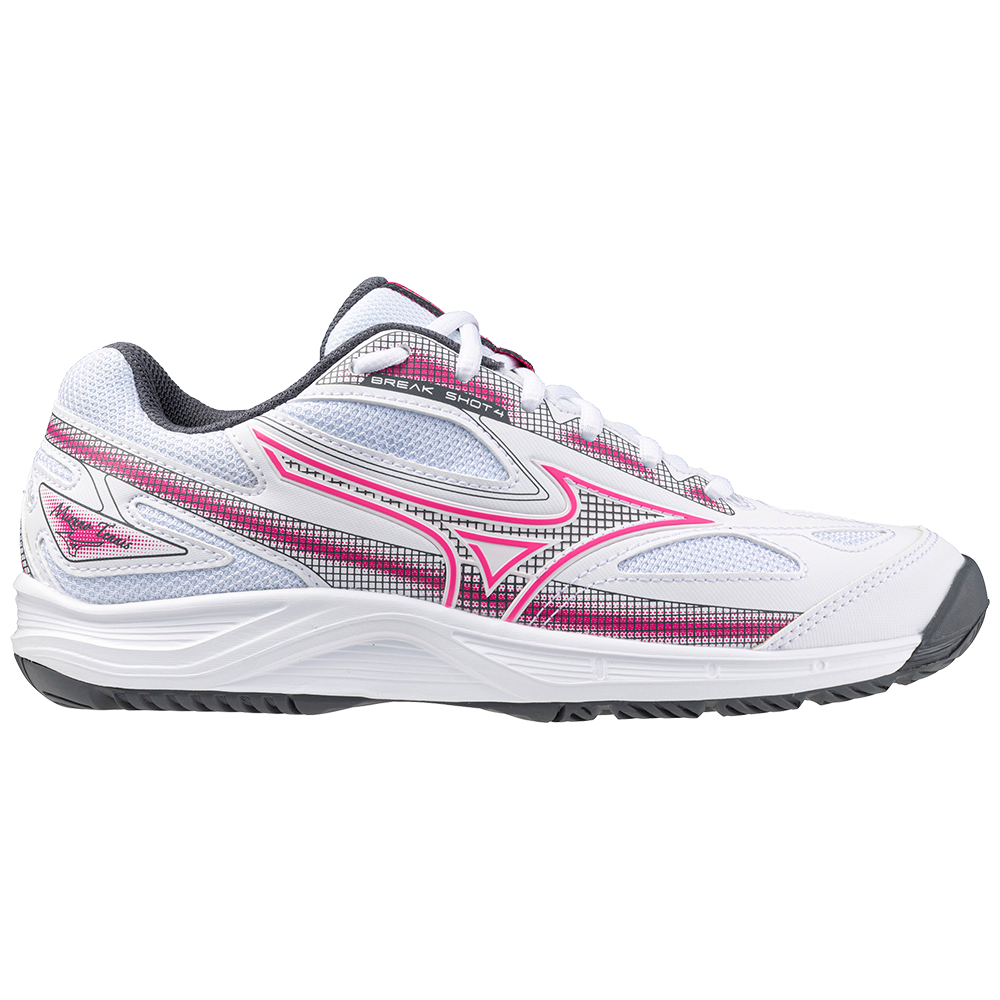 Mizuno Womens Break Shot 4 All Court Shoe (White/Pink Tetra/Turbulence) (2024)
