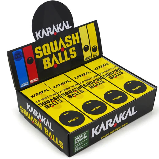 Karakal Double Yellow Dot Squash Ball (Dozen)