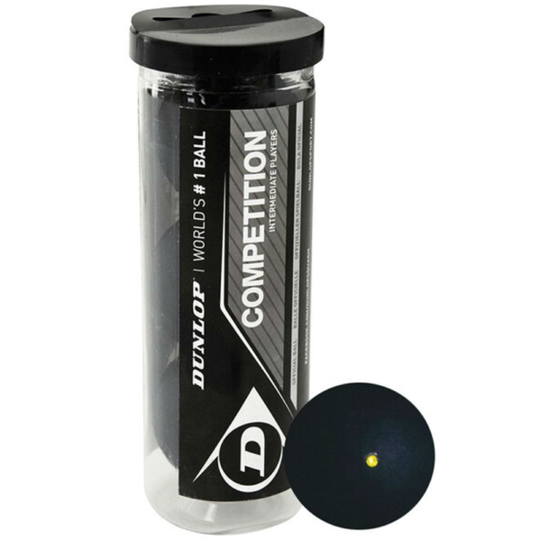 Dunlop Competition Yellow Dot Squash Ball (3 Tube)