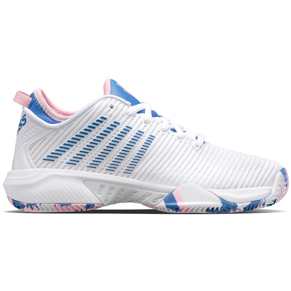 K-Swiss Womens Hypercourt Supreme HB All Court Tennis Shoes (White/Sapphire/Pink) - Size: 4 UK