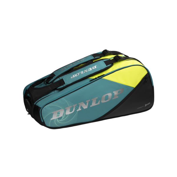 Dunlop SX Performance 12 Racket bag in teal, yellow and black