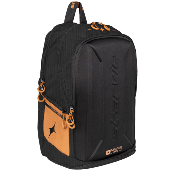 Side view of the StarVie Kenta Backpack with orange side pockets