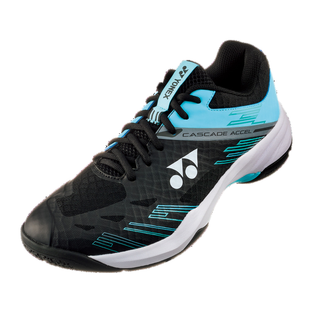 Yonex Unisex Power Cushion Cascade Accel Wide Badminton Shoes (Black/Ice Blue) (2024)