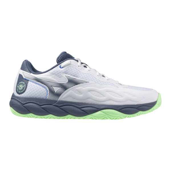Mizuno Unisex Wave Enforce Court All Court Shoes (White/Vintage Indigo/Neo Mint) 2025