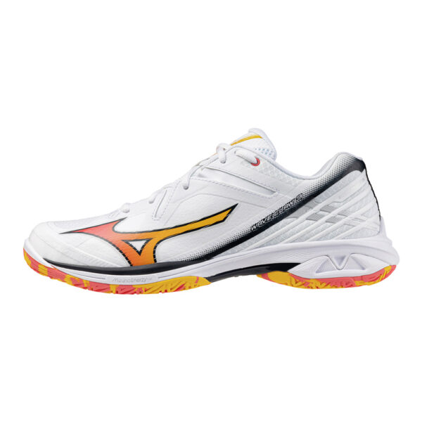 Mizuno Unisex Wave Claw 3 Indoor Shoe (White/Citrus/Calypso Coral) 2025