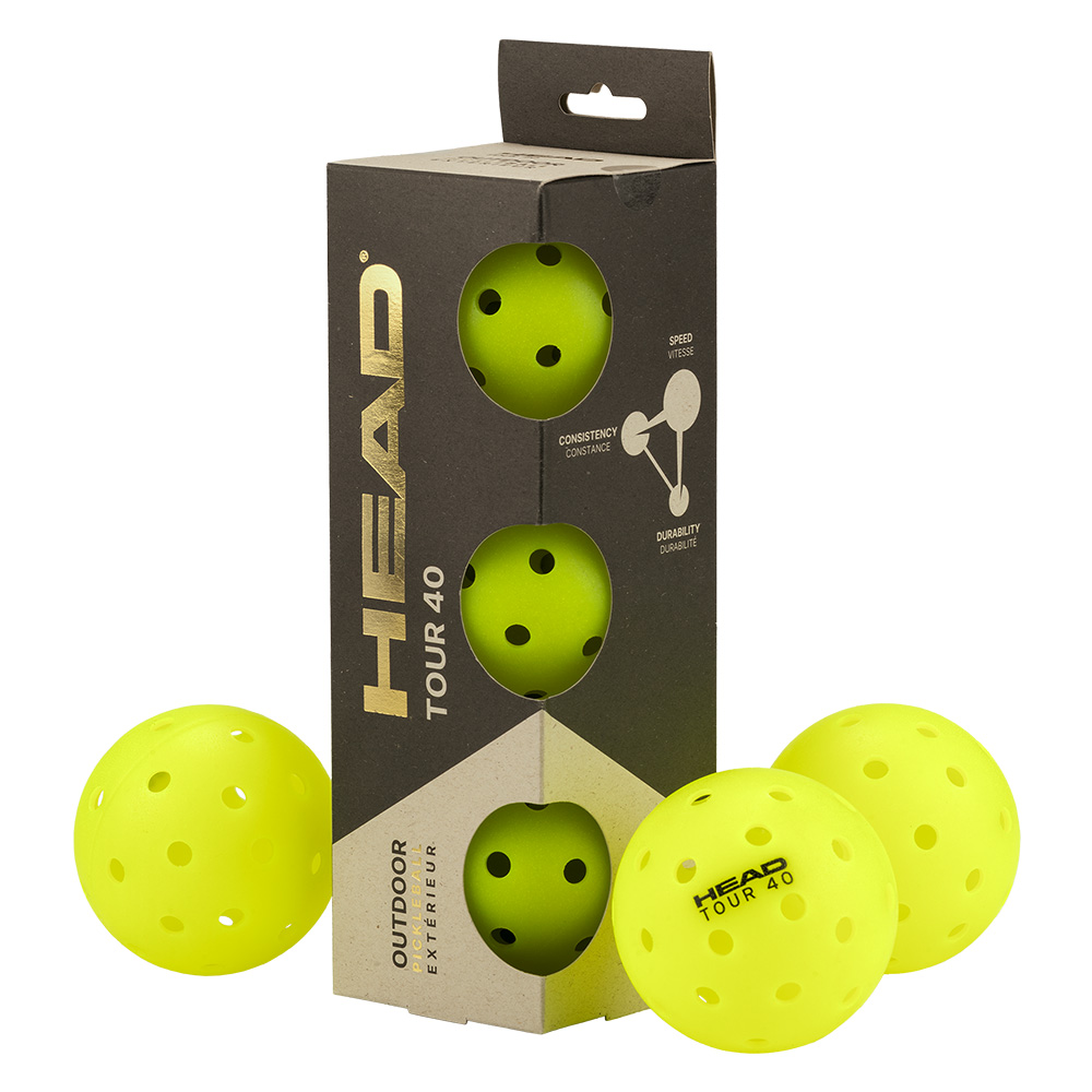 Head Tour 40 Outdoor Pickleballs (3 Pack)
