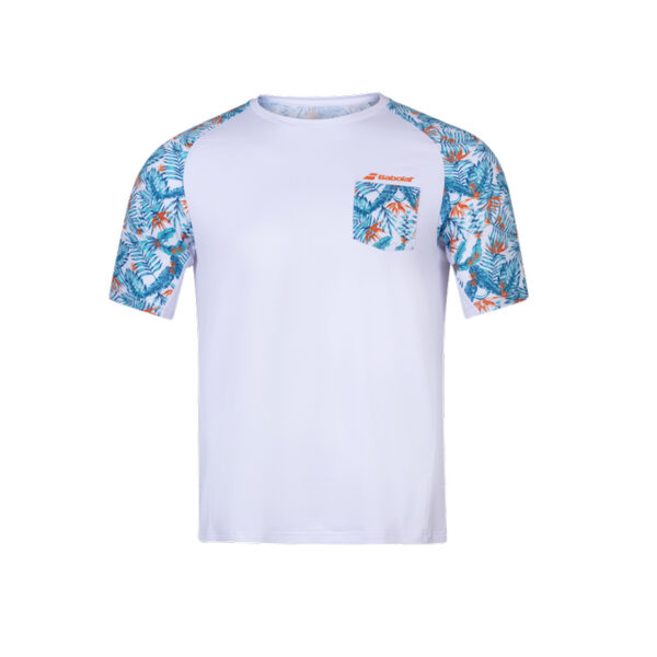 Babolat Mens Capsule Crew New T-Shirt (White/Flower) - Size: XX-Large