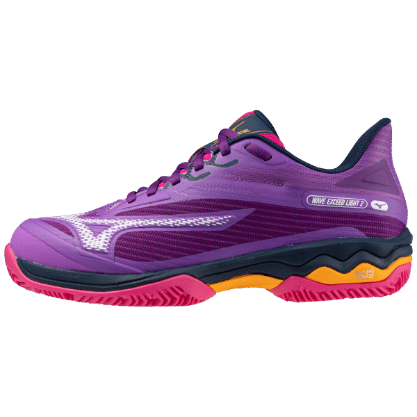 Mizuno Womens Wave Exceed Light 2 Padel Shoe (Hyacinth/White/Fuchsia Purple) - Size 7.5 UK