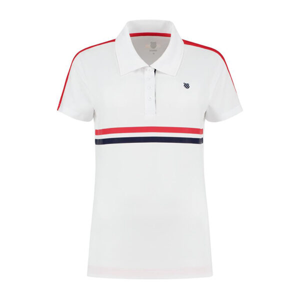 K-Swiss Womens Heritage Sport Striped Polo (White) (2020) - Size: Medium