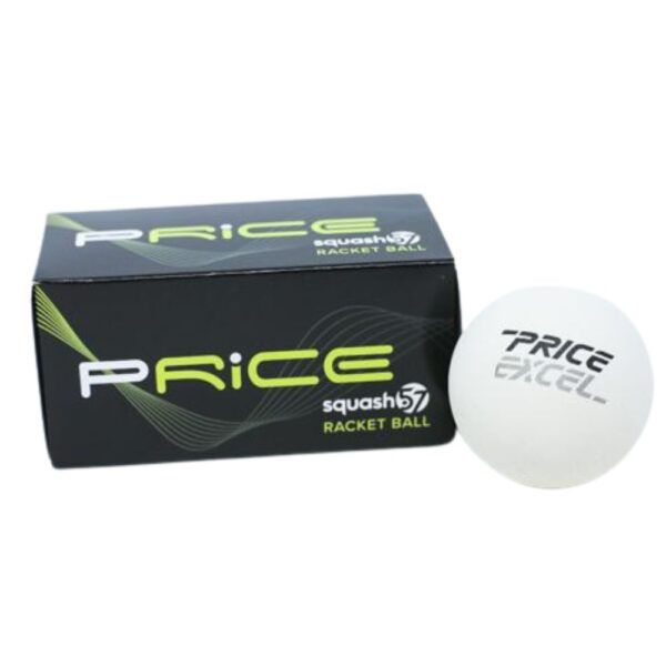 Price Excel Tournament Squash57/Racketball Ball (Box of 2) White